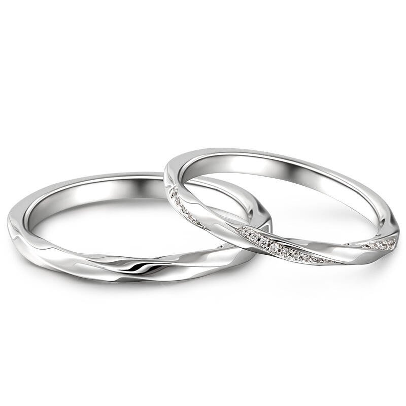 Jeulia "Love Entwined" Sterling Silver Couple Rings