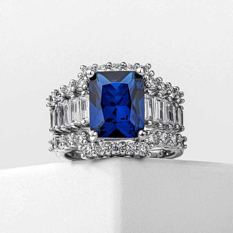 Jeulia 3PC Radiant Cut Sterling Silver Ring Set