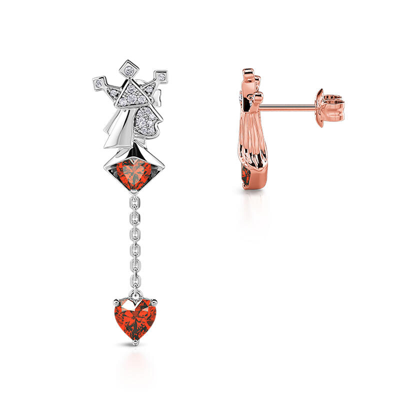 Jeulia "Poker Secrets" örhängen i sterlingsilver med hjärtslipning, oparade