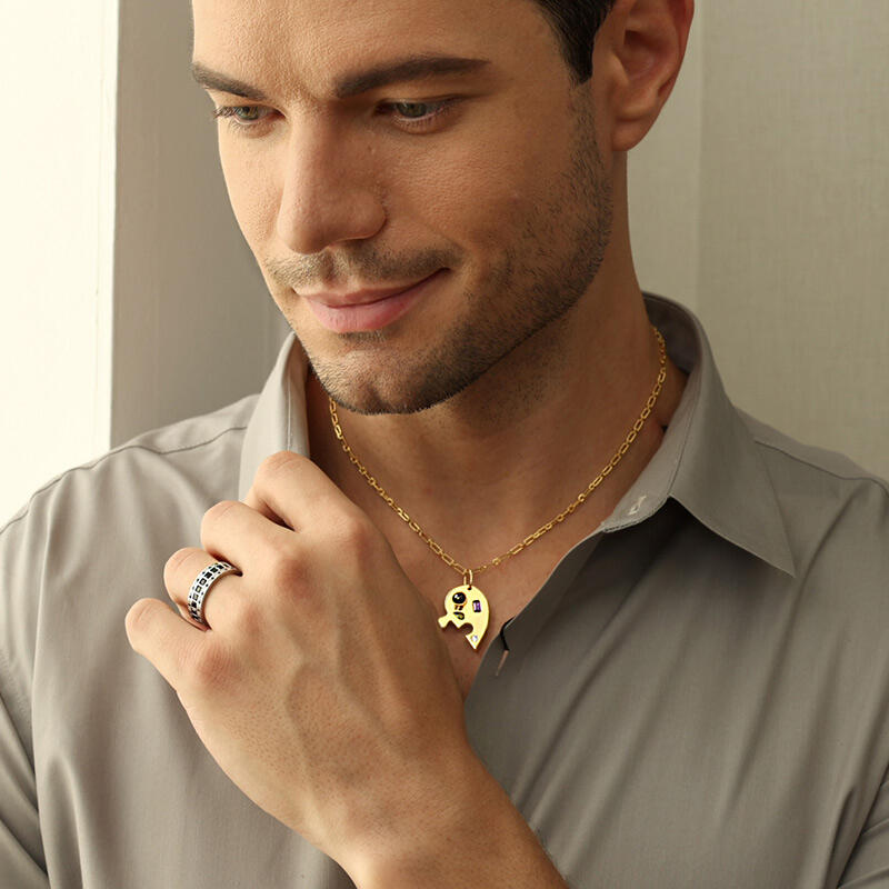 Jeulia Anillo para hombre de plata esterlina con corte princesa