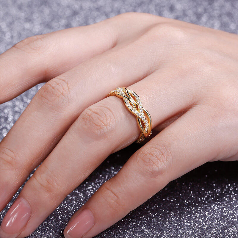 Jeulia Intertwined Sterling Silver Women's Band