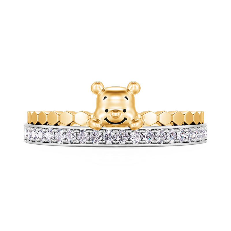 Jeulia "Bear in Honey" Two Tone Women's Wedding Band Sterling Silver