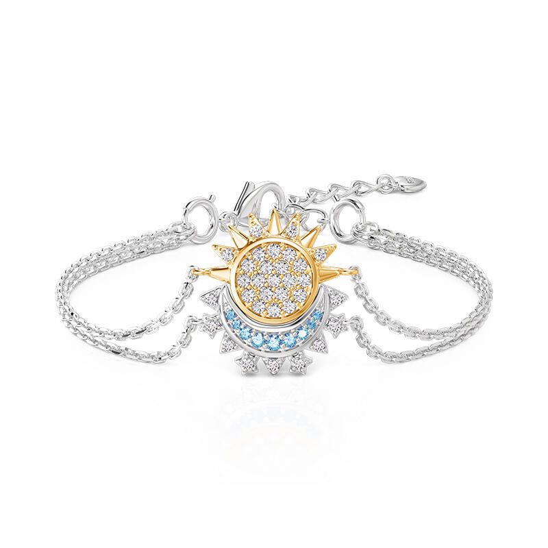 Jeulia Pulseras Apilables de Sol y Luna