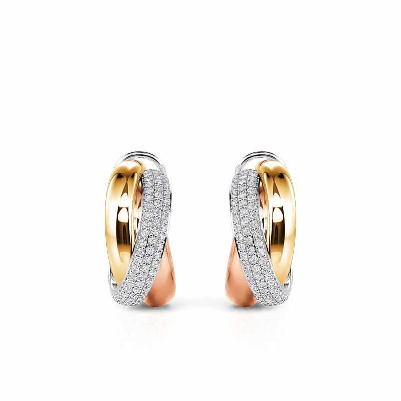 Jeulia Boucles d'Oreilles à Triple Couleur avec Pierres Précieuses Argent Sterling