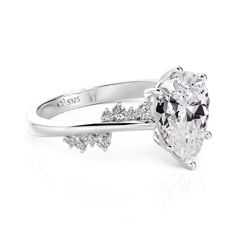 Jeulia Bague de Fiançailles Solitaire Poire en Argent Sterling