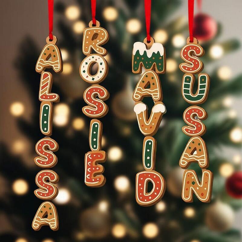 Personalized Gingerbread Letter Hanging Ornaments Fun Christmas Gifts for Friends