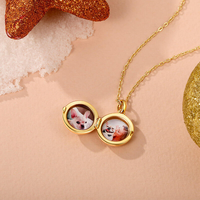 Jeulia Petland Collier Médaillon Photo Gravée Personnalisée Bulldog