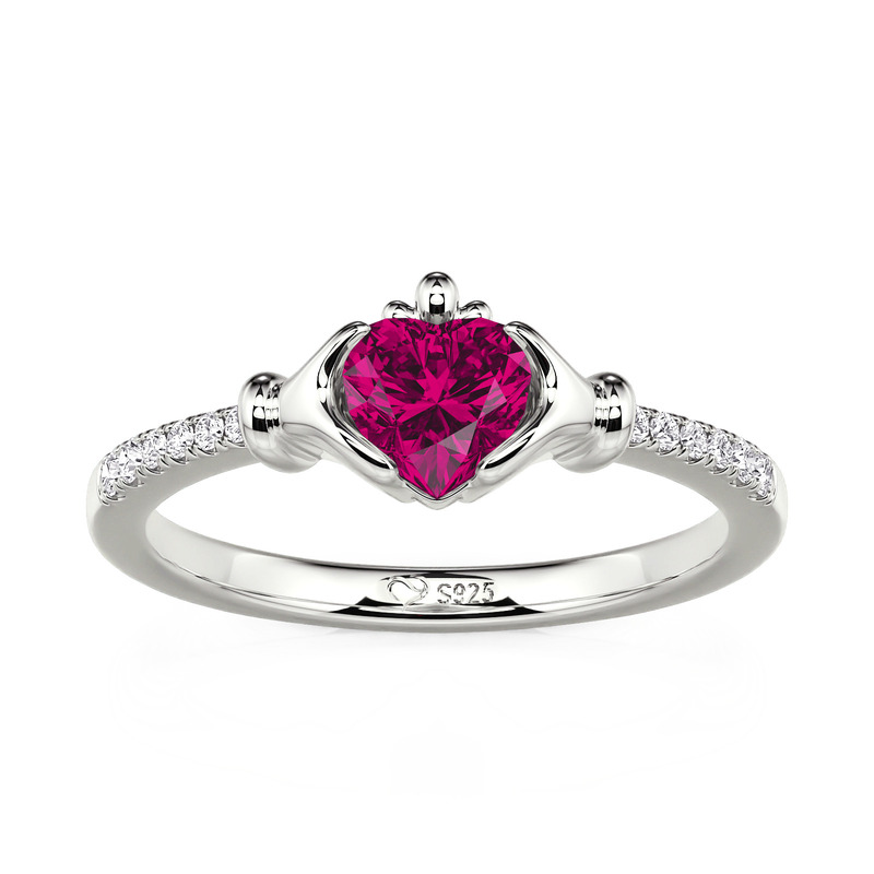Jeulia Custom Heart Birthstone Claddagh Ring Sterling Silver - Jeulia ...