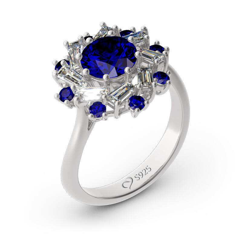 Jeulia Halo Round Cut Sterling Silver Ring