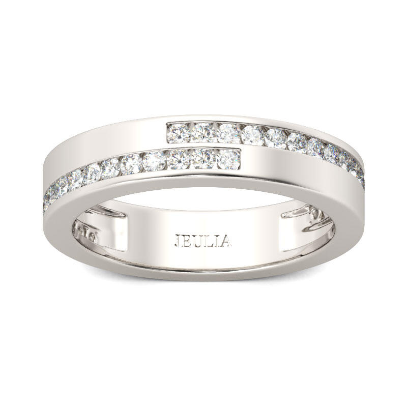 Jeulia Simple Round Cut Sterling Silver Women's Band