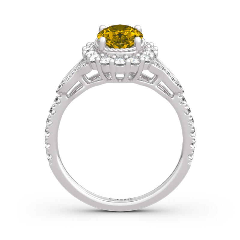 Jeulia Halo Oval Cut Sterling Silver Ring