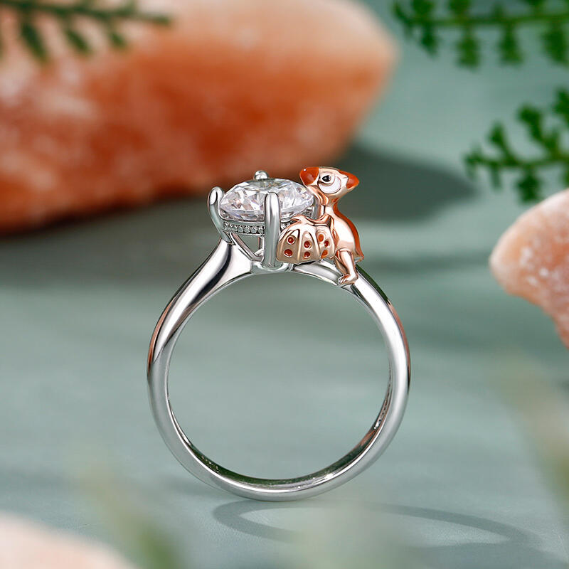 Jeulia Hug Me "My Playmate" Pterodactyl Round Cut Sterling Silver Ring