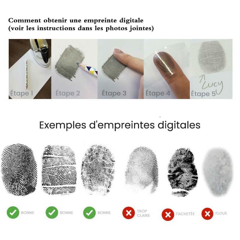 Porte-clés ovale personnalisé gravé d'empreintes digitales