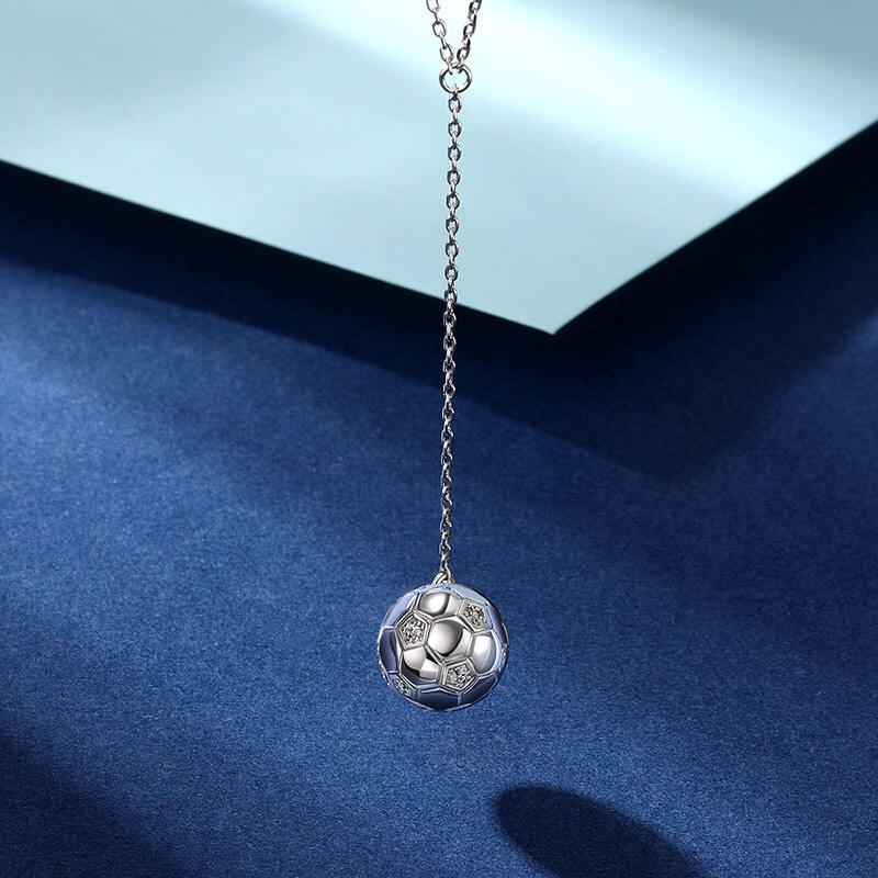 Jeulia "I Love Football" Sterling Silver Necklace