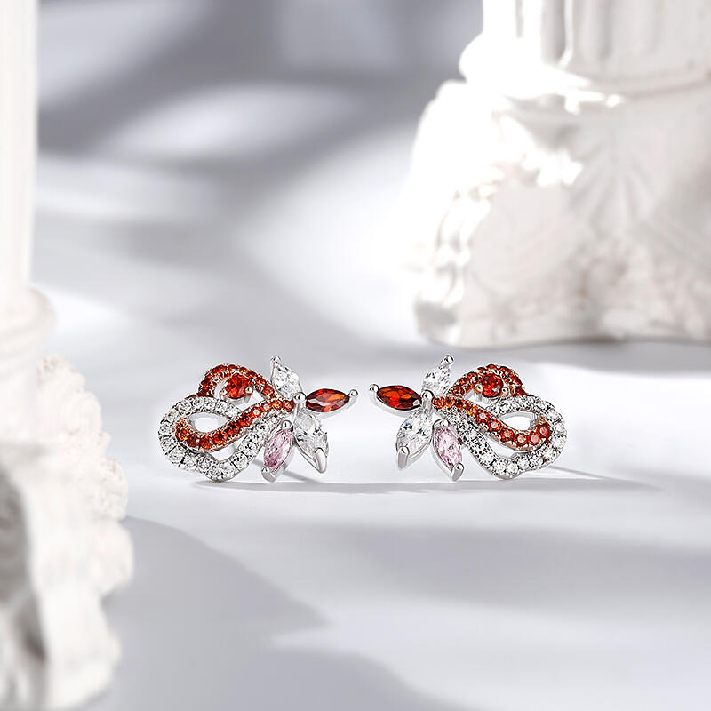 Jeulia "Soulmate" Double Heart Sterling Silver Stud Earrings