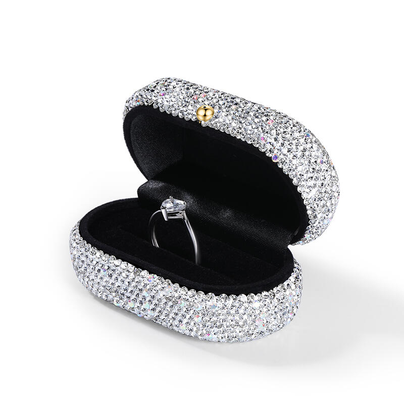 Jeulia Sparkling Rhineston Ring Box With Velour Lining
