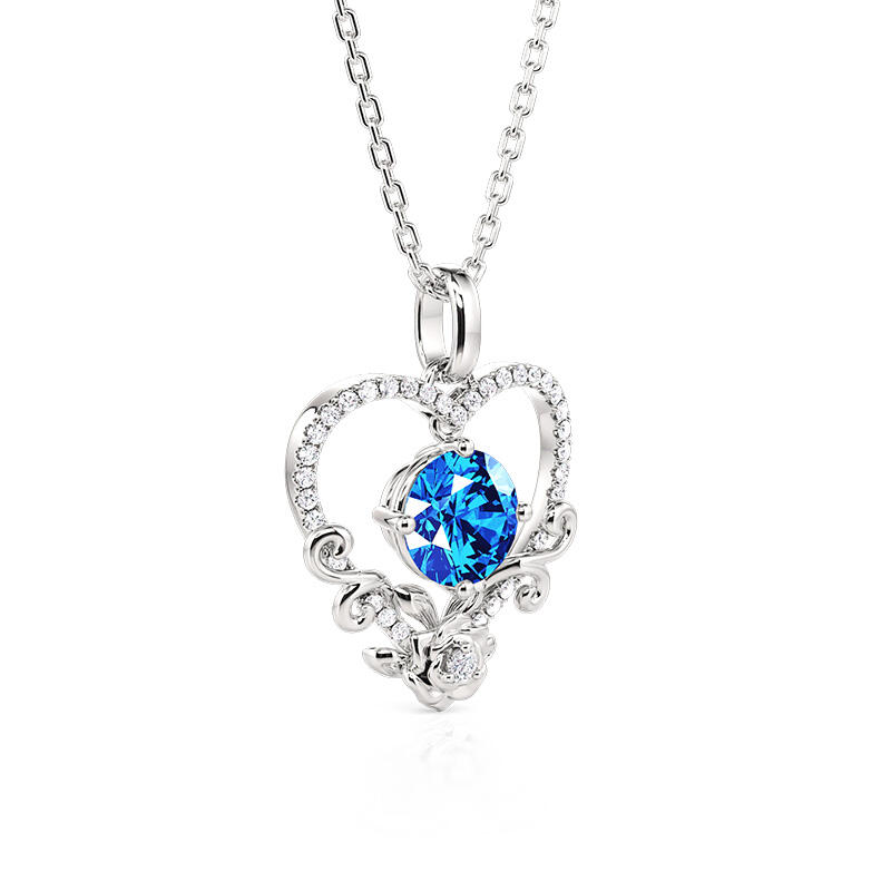 Jeulia Collar Personalizado Corazón con Rosas Piedra de Nacimiento