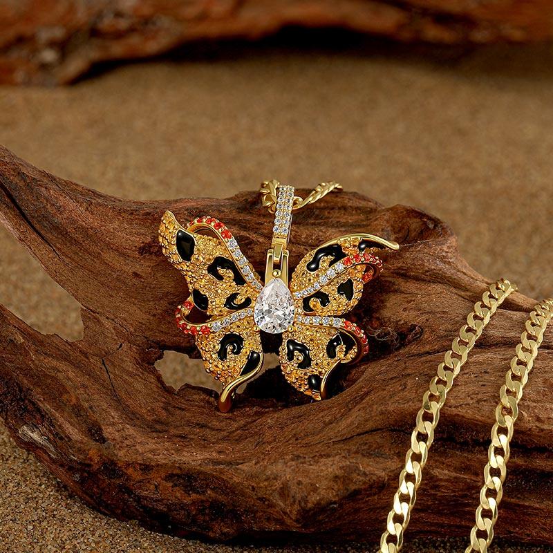 Jeulia x Leyla Wild Leopard Butterfly Necklace