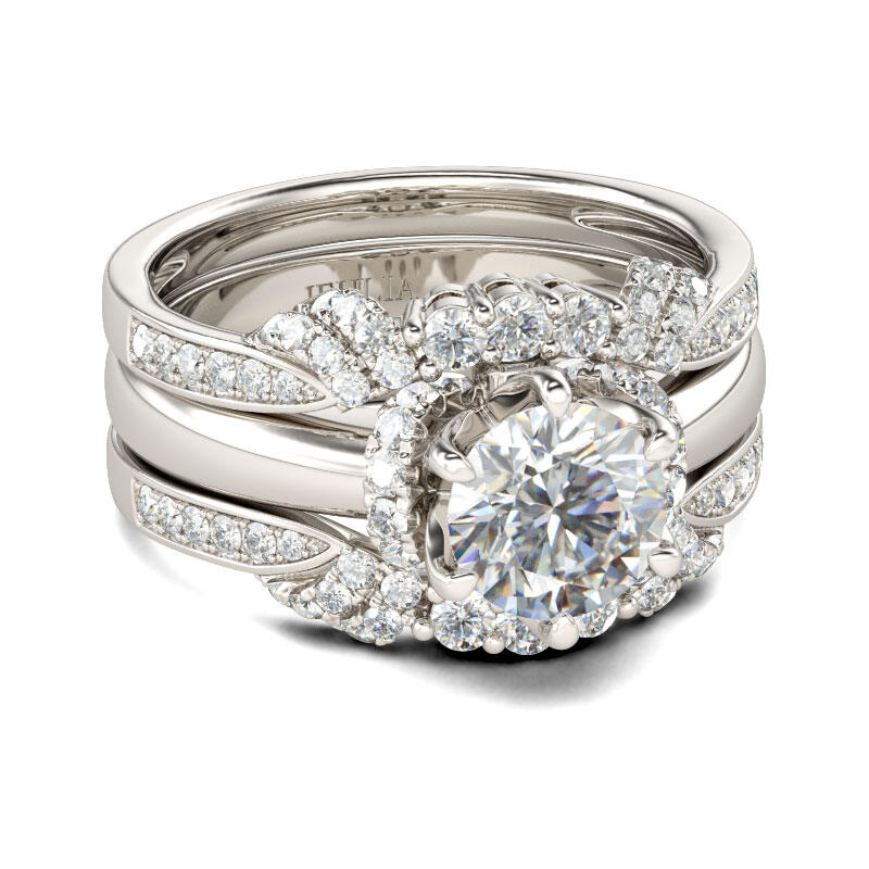 Jeulia Classic Round Cut Sterling Silver 3PC Ring Set