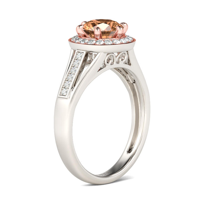 Jeulia Split Shank Halo Round Cut Sterling Silver Ring
