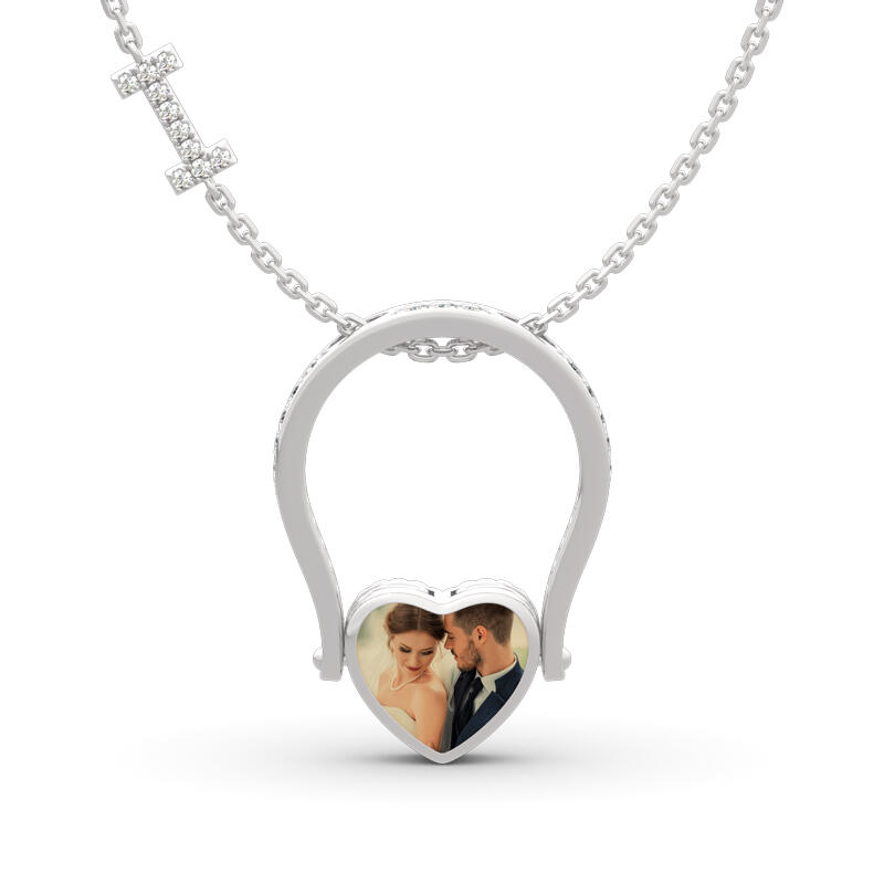 Jeulia "I Love You" Sterling Silver Personalized Photo Ring (With A Free Chain)