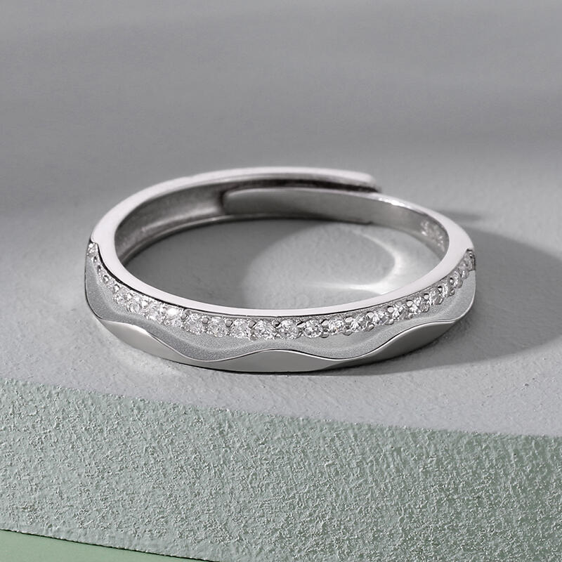 Jeulia Anillo de estilo sencillo de plata de ley de talla ajustable para mujer