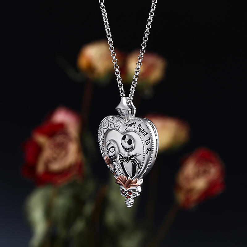 Jeulia Collar de cráneo pareja de plata esterlina en corazón para san valentín