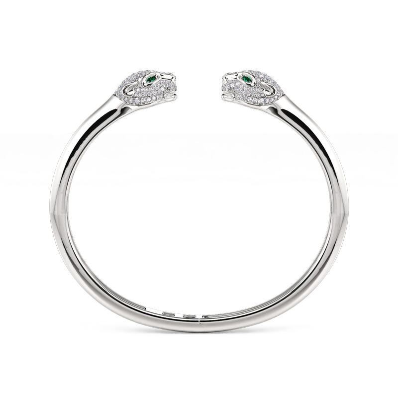 Jeulia "Wild Beauty" Two Leopard Sterling Silver Bangle
