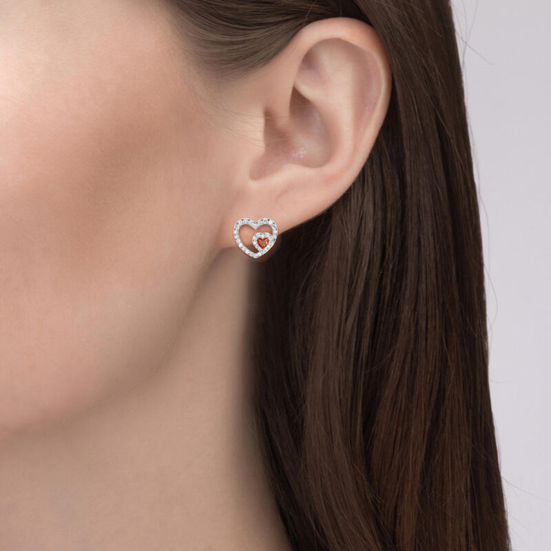Jeulia "Brilliance Love" Heart Cut Sterling Silver Stud Earrings