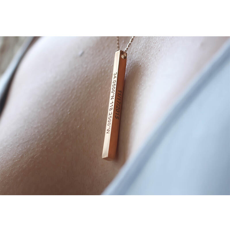 Jeulia Personalized Vertical Bar Sterling Silver Necklace