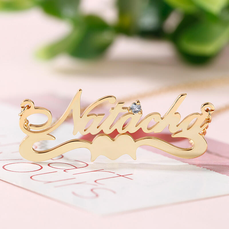 Jeulia "Together Forever" Personalized Sterling Silver Name Necklace with Birthstone