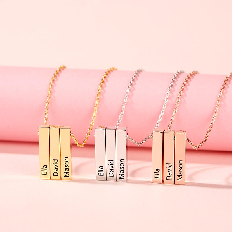Jeulia Personalized Vertical Bar Sterling Silver Necklace