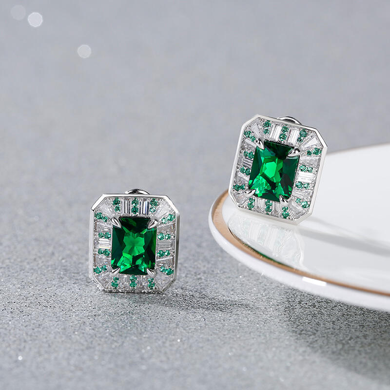 Jeulia Vintage Radiant Cut Sterling Silver Earrings
