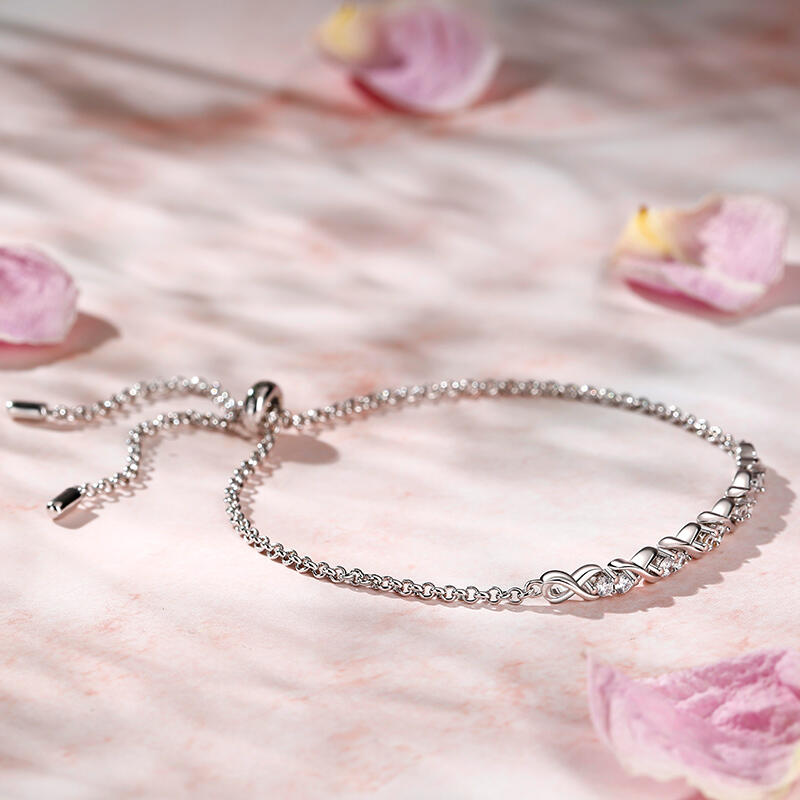 Jeulia 10K/14K/18K Gold Platinum Infinity Round Cut Bracelet