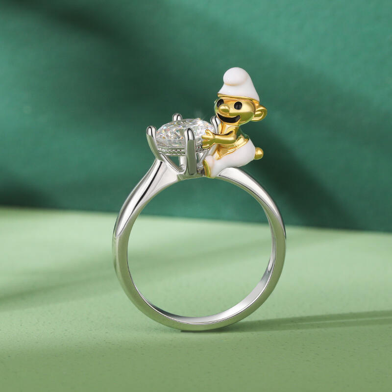 Jeulia Hug Me "Little Elf" Round Cut Sterling Silver Ring