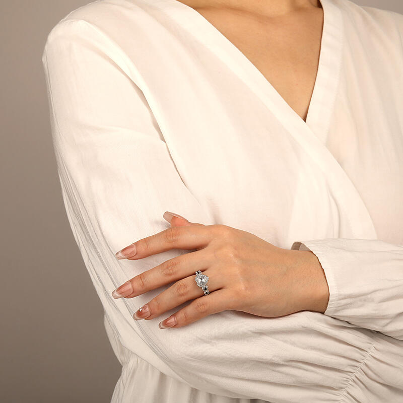 "Fluttering Heart" Heart Cut Halo Engagement Ring