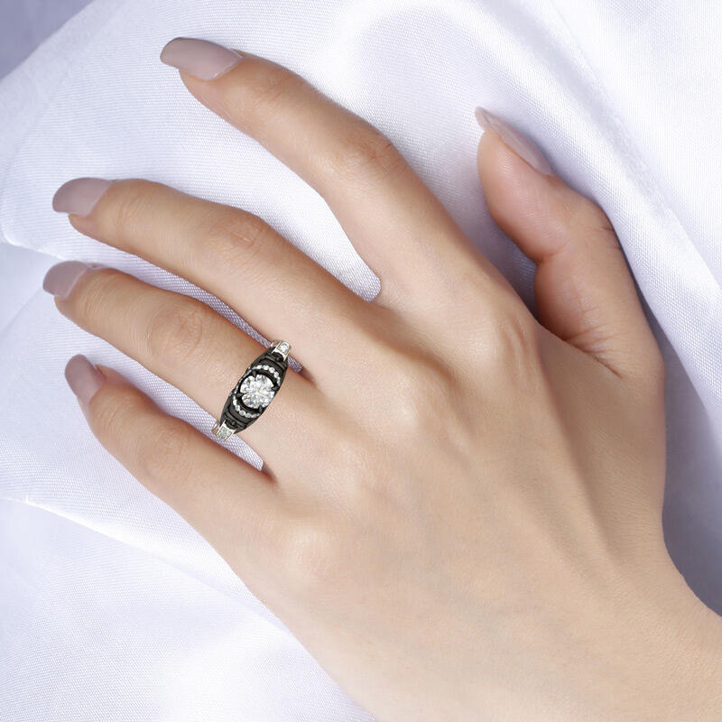 Tvåfärgad rundskuren Milgrain -skalle i sterlingsilver