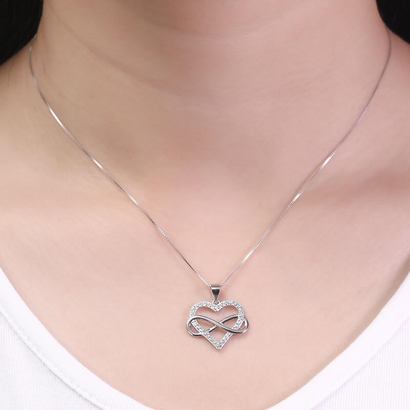 Jeulia "You Complete Me" Infinity Love Heart Sterling Silver Necklace