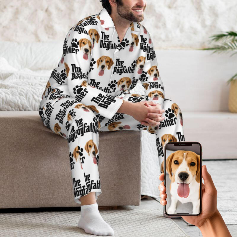 Pigiama personalizzato Foto personalizzata del cucciolo Il padre del cane con impronte di zampe Design Regalo per papà amante degli animali