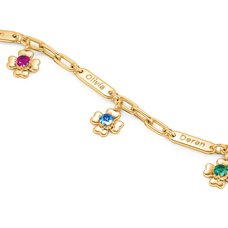 Jeulia Custom Name Flower Birthstone Bracelet