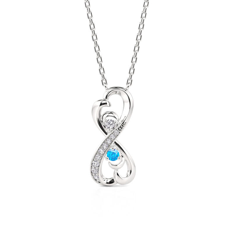 Jeulia Infinity Scroll Pattern Custom Birthstone Necklace