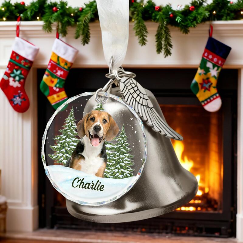 Adorno de campana con imagen personalizada con nombre personalizado, regalo divertido para amantes de las mascotas