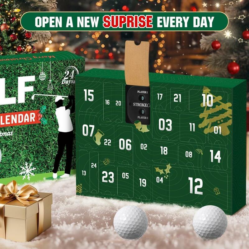Calendario de Adviento de Herramientas de Golf, Caja Sorpresa de Regalos de Navidad para Aficionados al Golf