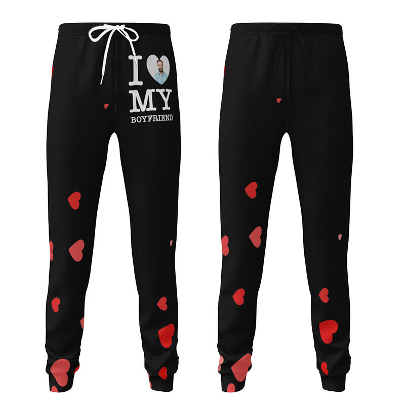 Pantaloni della tuta unisex personalizzati con foto personalizzata e scritta regalo romantico per lei e il suo amante