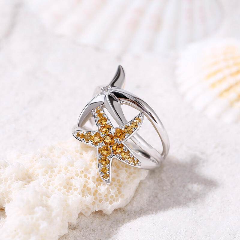 Jeulia Starfish Sterling Silver Ring
