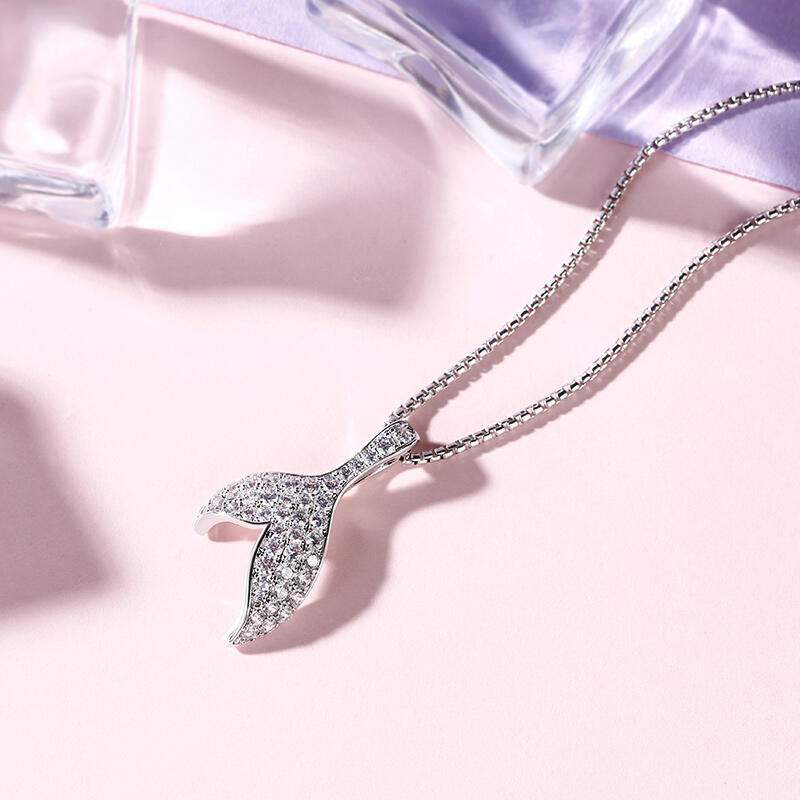 Jeulia "Dancing by the Moonlight" Mermaid Tail Sterling Silver Necklace