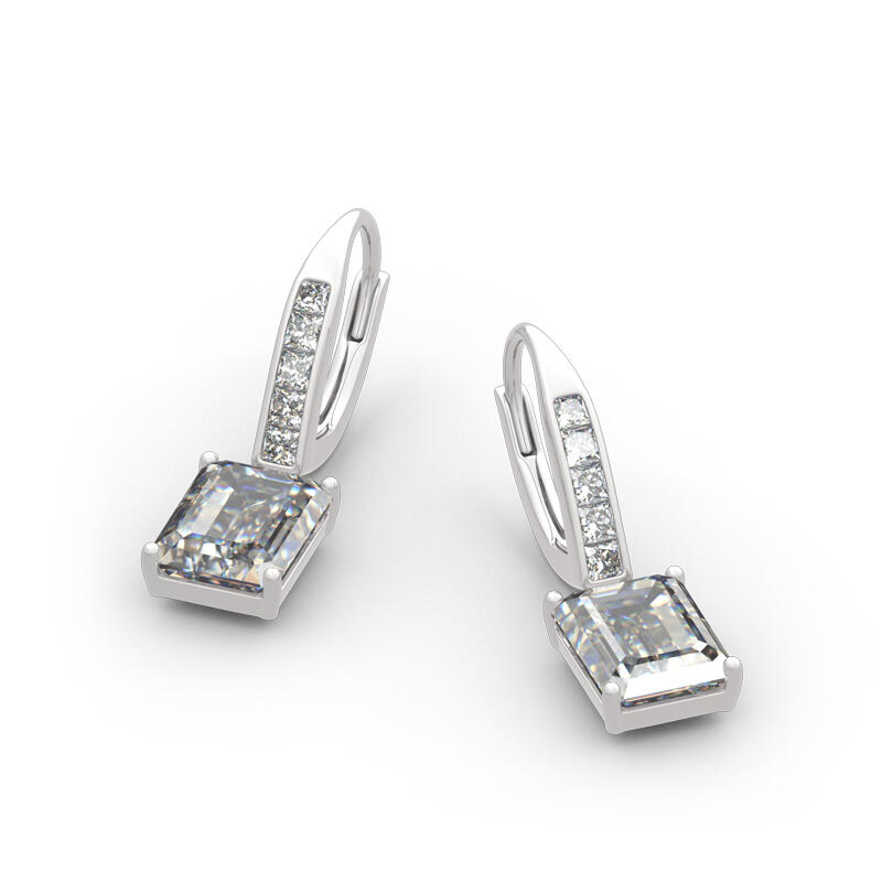Jeulia Classic Emerald Cut Sterling Silver Drop Earrings