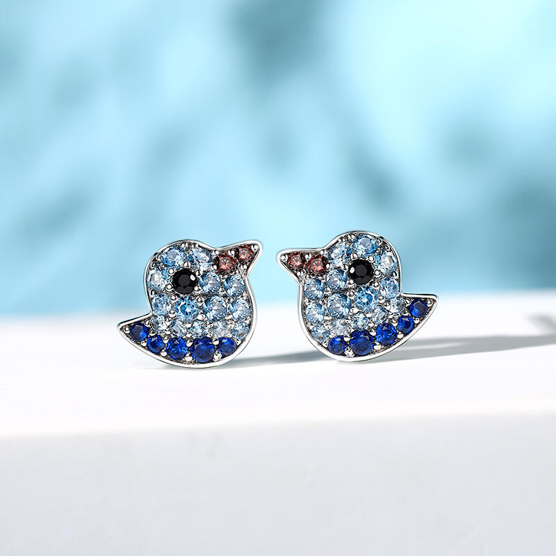 Jeulia キュート 小鳥 アヒル シルバー スタッド ピアス