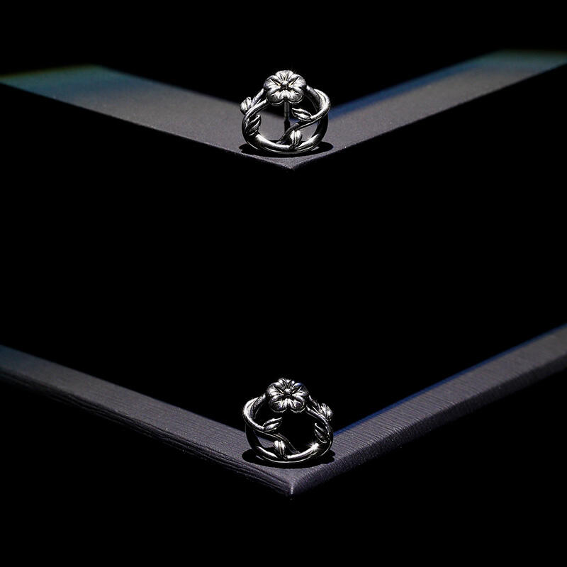 Jeulia "Cherry Blossom" Flower Sterling Silver Earrings