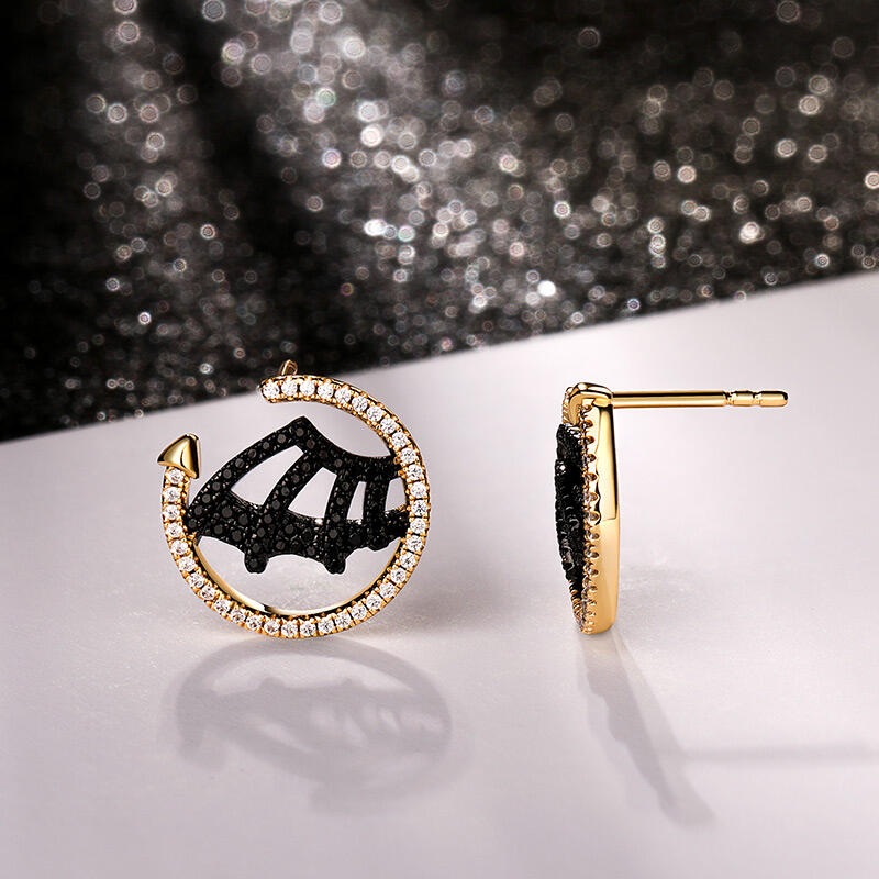 Jeulia "Embrace the Night" Bat Wing Sterling Silver Earrings